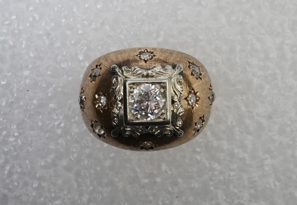 A diamond cocktail ring, mid 20th century